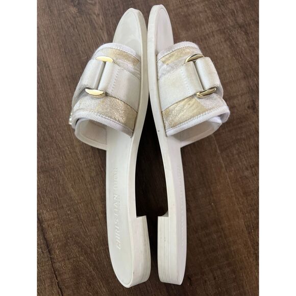 Dior White and Cream Slide Sandals - Picture 3 of 4